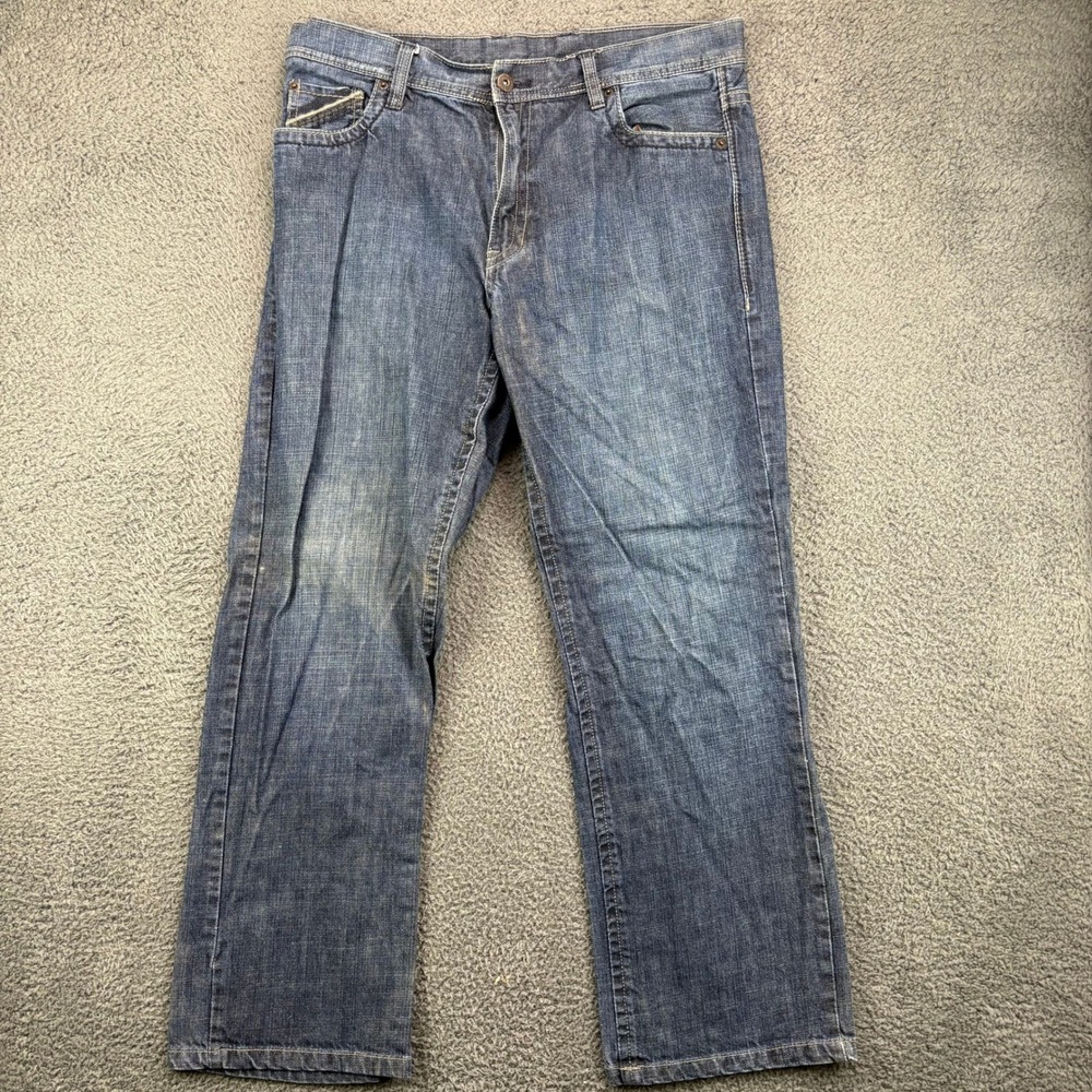 Michael Brandon Mens Straight Leg Blue Denim Jeans 100% Cotton 36x30‎ PJ 1110252